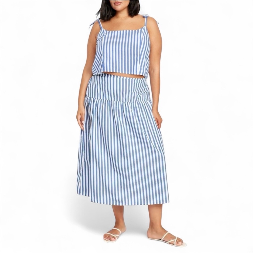 Old Navy Blue and White Striped Crop Top and Skirt Set. Size XL. NWT!